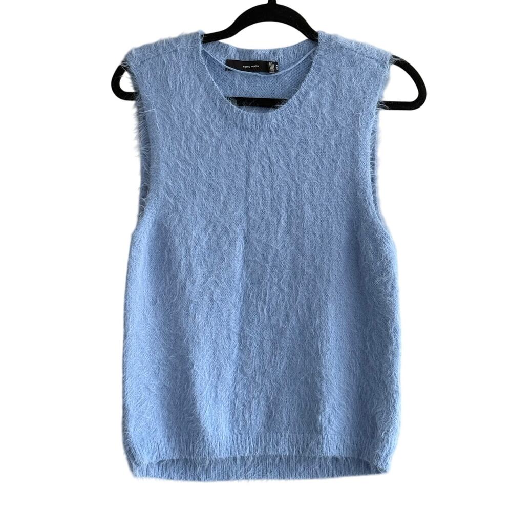 Baby Blue Eyelash Knit Sweater Vest Soft Girl Vero Moda Women XL Style #10253943